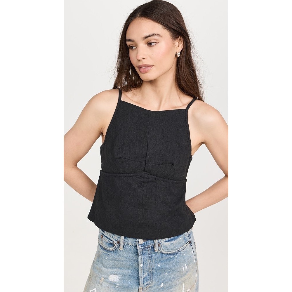 Free People James Linen Blend Strappy Open Back Cami Top OB1921353 XL